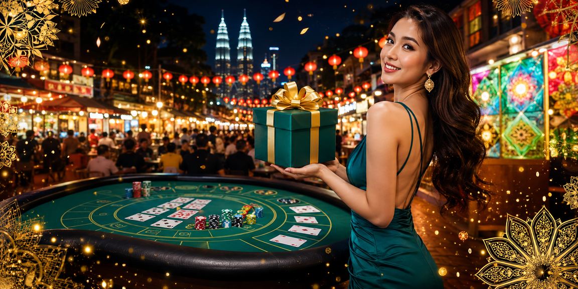 Meja baccarat live bo7 dengan kad dan cip pertaruhan di Kuala Lumpur