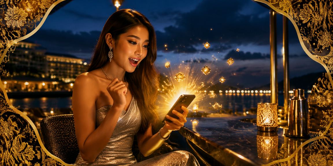 Pemain slot Malaysia menggunakan telefon pintar dengan motif batik di bo7